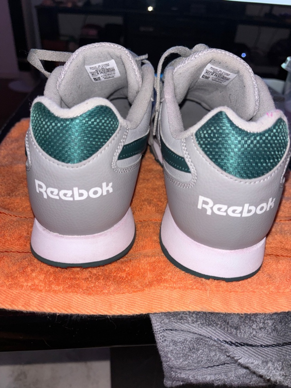 Reebok Gray & Green Low-Top Sneakers